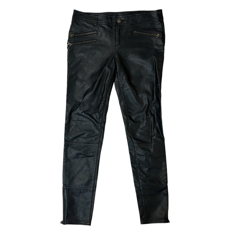 Free People Vegan Leather Pants Skinny Black Moto Biker Ankle Zip Womens 6